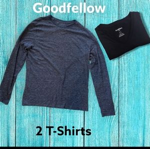 2 Shirts Goodfellow striped Long sleeve and Black V Neck t shirt